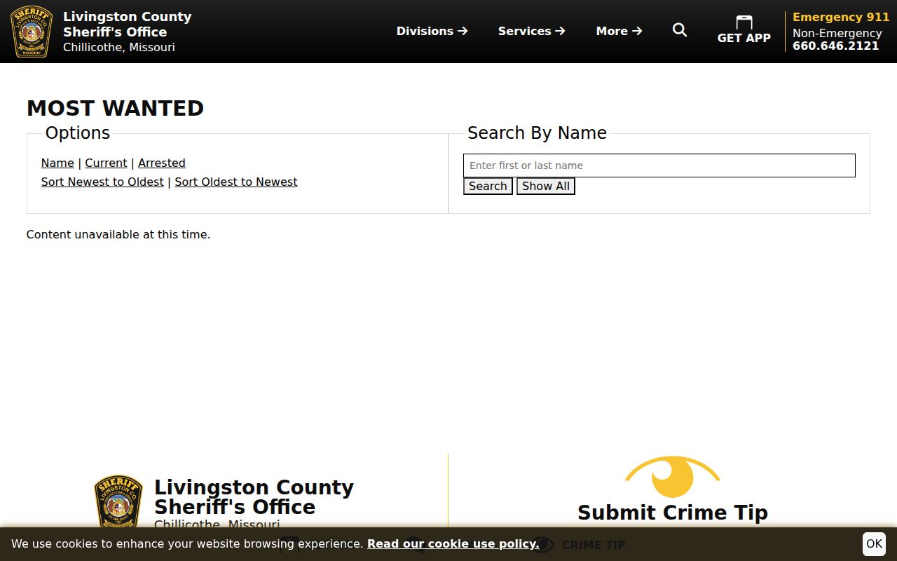 Livingston County curated Most Wanted program